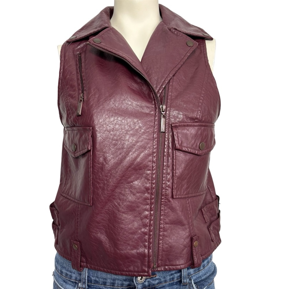 Jou Jou maroon full zip leather vest